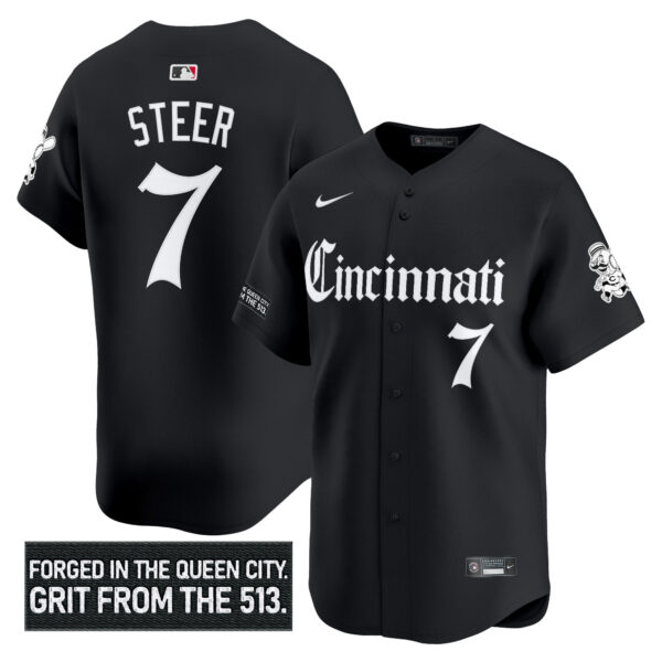 Men's Cincinnati Reds 'Gothic Queen City Edition' Vapor Premier Limited Jersey - All Stitched - Image 6