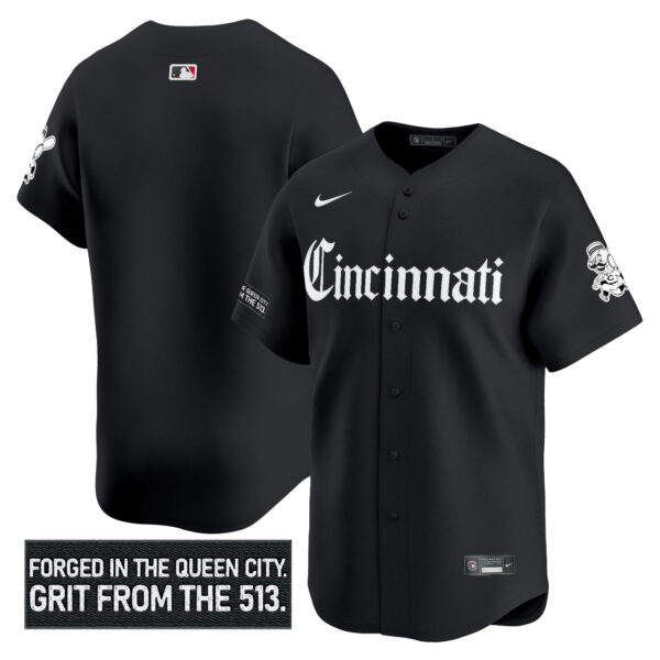 Men's Cincinnati Reds 'Gothic Queen City Edition' Vapor Premier Limited Jersey - All Stitched - Image 8