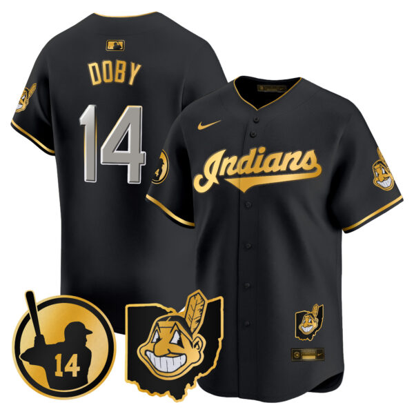 Men's Cleveland Indians Larry Doby Patch Vapor Premier Limited Jersey - All Stitched - Image 6