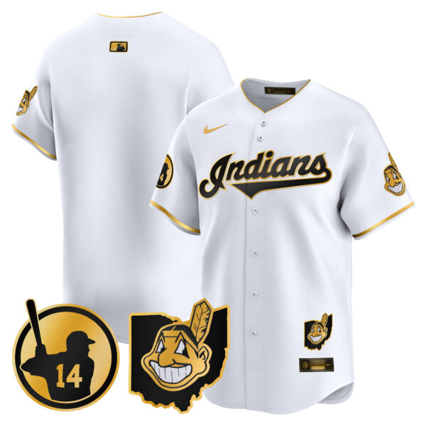 Men's Cleveland Indians Larry Doby Patch Vapor Premier Limited Jersey - All Stitched - Image 16