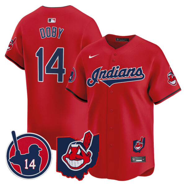 Men's Cleveland Indians Larry Doby Patch Vapor Premier Limited Jersey - All Stitched - Image 30