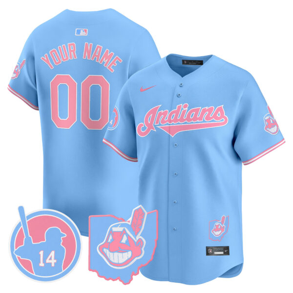 Cleveland Indians Larry Doby Bubblegum Pink Vapor Premier Limited Custom Jersey - All Stitched - Image 2