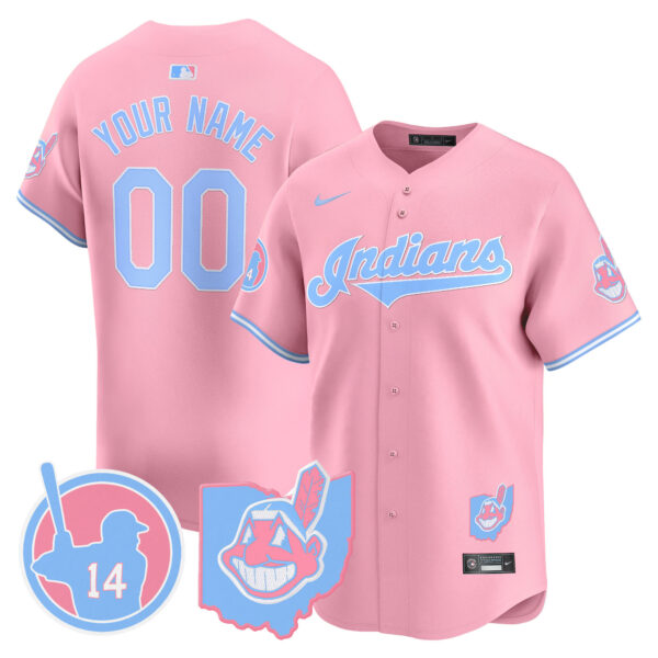 Cleveland Indians Larry Doby Bubblegum Pink Vapor Premier Limited Custom Jersey - All Stitched