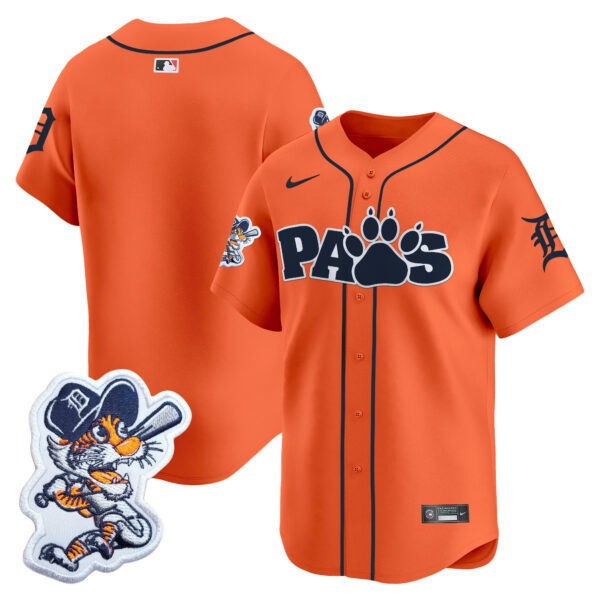 Detroit Tigers Paws Patch Vapor Premier Limited Jersey V2 - All Stitched - Image 8