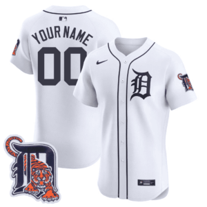 Detroit Tigers Logo Patch Baseball Custom Jersey - All Stitched
