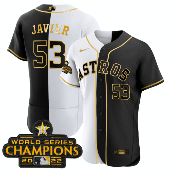 Astros 2023 Flex Base Split Black & White Gold Jersey – All Stitched - Image 7