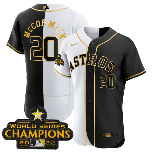 Astros 2023 Flex Base Split Black & White Gold Jersey – All Stitched - Image 9
