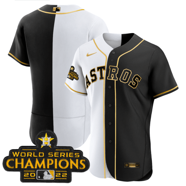 Astros 2023 Flex Base Split Black & White Gold Jersey – All Stitched - Image 10