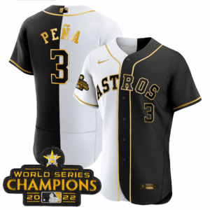 Astros 2023 Flex Base Split Black & White Gold Jersey – All Stitched