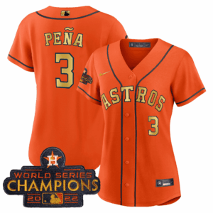 Women's Astros 2023 Champions Orange Gold Jersey - All Stitched