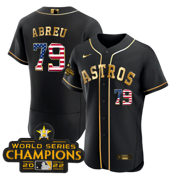 Astros 2023 Gold Flag Flex Base Collection Jersey – All Stitched - Image 8