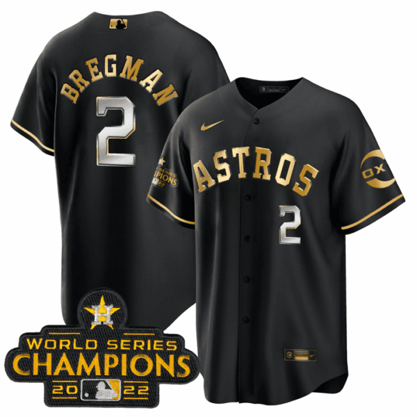 Alex Bregman Houston Astros Black Gold Rush Jersey - All Stitched - Image 2