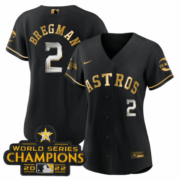 Alex Bregman Houston Astros Black Gold Rush Jersey - All Stitched - Image 3