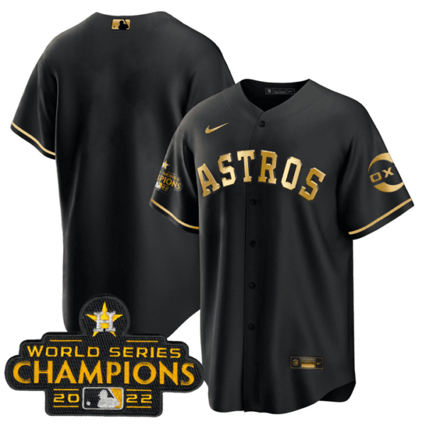 Houston Astros Black Gold Rush Blank No Name Jersey - All Stitched - Image 2