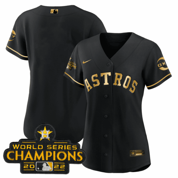 Houston Astros Black Gold Rush Blank No Name Jersey - All Stitched - Image 3