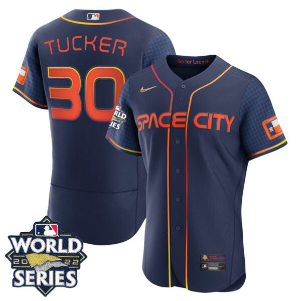 Youth's Houston Astros Space City 2022 World Series Jersey � All Stitched - Image 6
