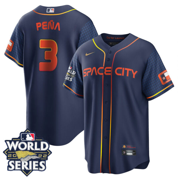 Youth's Houston Astros Space City 2022 World Series Jersey � All Stitched - Image 8