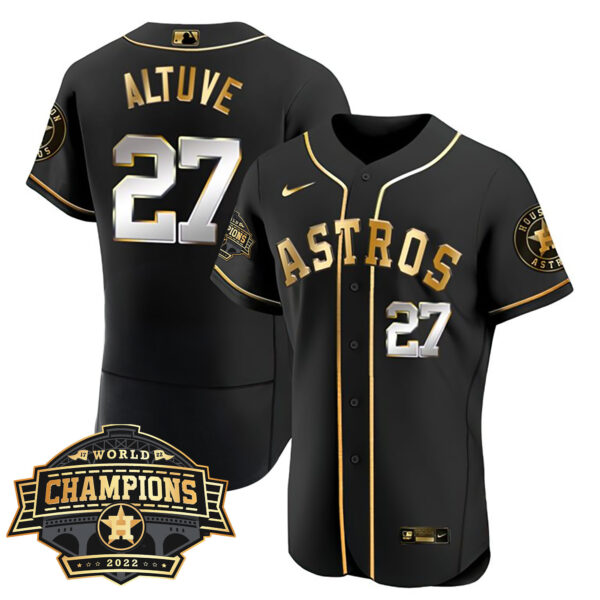 Youth's Houston Astros 2022 World Series Champions Patch Limited Jersey - All Stitched - Image 3