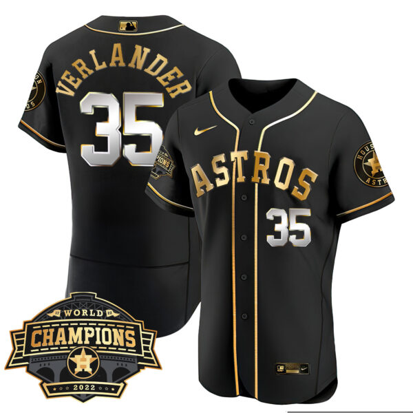 Youth's Houston Astros 2022 World Series Champions Patch Limited Jersey - All Stitched - Image 5