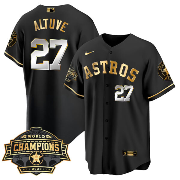 Youth's Houston Astros 2022 World Series Champions Patch Limited Jersey - All Stitched - Image 10
