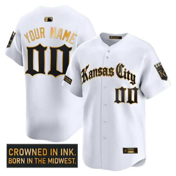Kansas City Royals 'Gothic Crown Edition' Gold Vapor Premier Limited Custom Jersey - All Stitched - Image 2