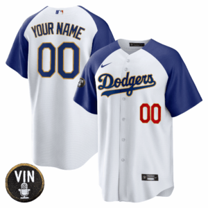Dodgers Vin Scully Patch Cool Base Custom Jersey - All Stitched