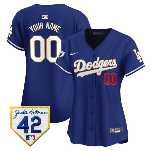 Dodgers 2024 Jackie Robinson Patch Vapor Premier Limited Custom Jersey - All Stitched - Image 9