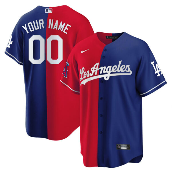 Dodgers Angels Split Custom Jersey - All Stitched