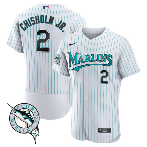 Miami Marlins Throwback Flex Base Jersey - All Stitched - Image 6