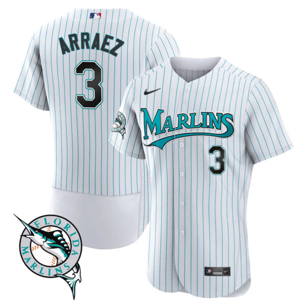 Miami Marlins Throwback Flex Base Jersey - All Stitched - Image 7