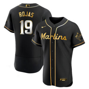 Men's Miami Marlins Black Limited & Gold Jersey - All Stitched