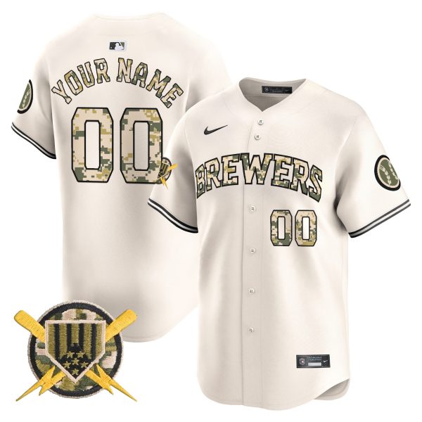 Milwaukee Brewers Armed Forces Day Vapor Premier Limited Custom Jersey - All Stitched - Image 2