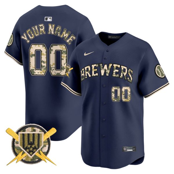 Milwaukee Brewers Armed Forces Day Vapor Premier Limited Custom Jersey - All Stitched - Image 3