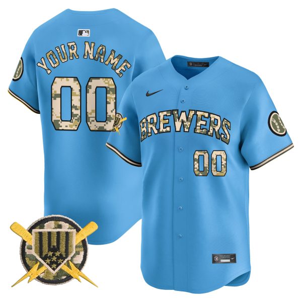 Milwaukee Brewers Armed Forces Day Vapor Premier Limited Custom Jersey - All Stitched - Image 4