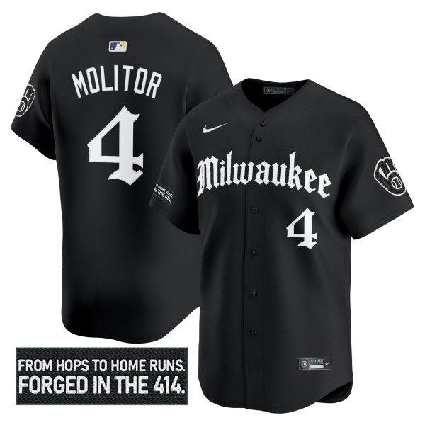 Men's Milwaukee Brewers 'Gothic 414 Shadows Edition' Vapor Premier Limited Jersey - All Stitched - Image 7