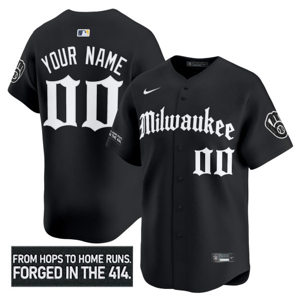 Milwaukee Brewers 'Gothic 414 Shadows Edition' Vapor Premier Limited Custom Jersey - All Stitched - Image 2