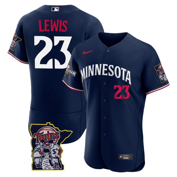 Men's Minnesota Twins Flex Base Postseason Patch Jersey - All Stitched - Image 7