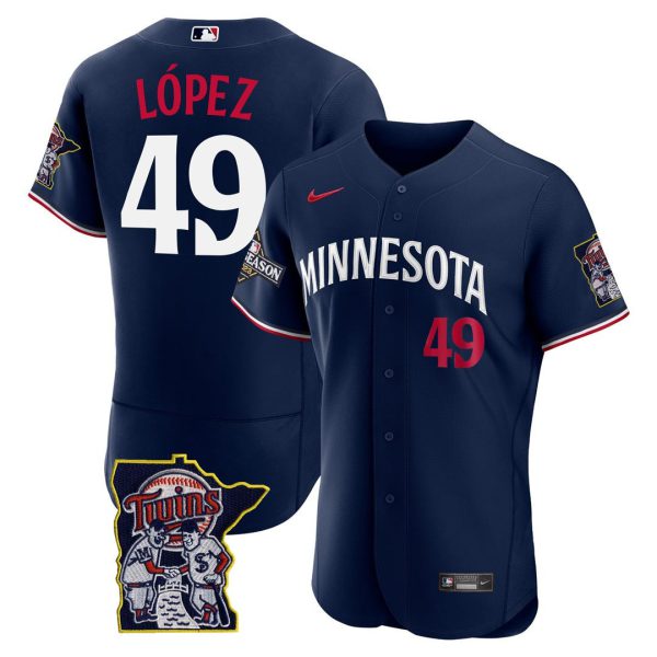 Men's Minnesota Twins Flex Base Postseason Patch Jersey - All Stitched - Image 8