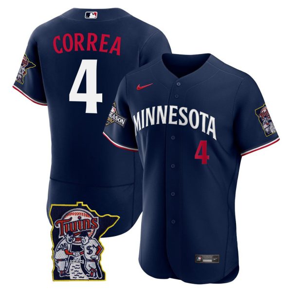 Men's Minnesota Twins Flex Base Postseason Patch Jersey - All Stitched - Image 10