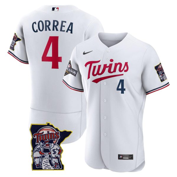 Men's Minnesota Twins Flex Base Postseason Patch Jersey - All Stitched - Image 16