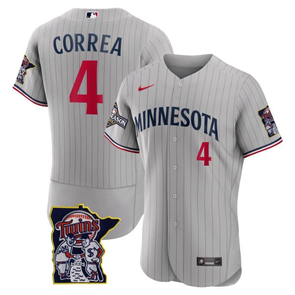 Men's Minnesota Twins Flex Base Postseason Patch Jersey - All Stitched - Image 22