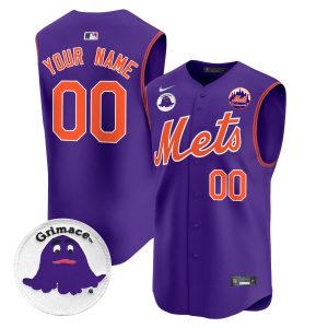 Mets Grimace Vapor Premier Sleeveless Custom Jersey - All Stitched