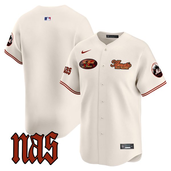 Men's Mets Nas Illmatic Vapor Premier Limited Jersey V2 - All Stitched - Image 3