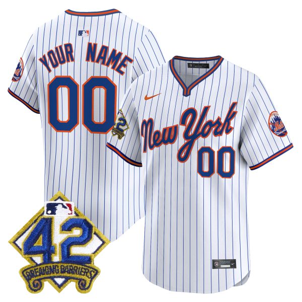 New York Mets 2025 Jackie Robinson Patch Road Alternate Custom Jersey – All Stitched - Image 2