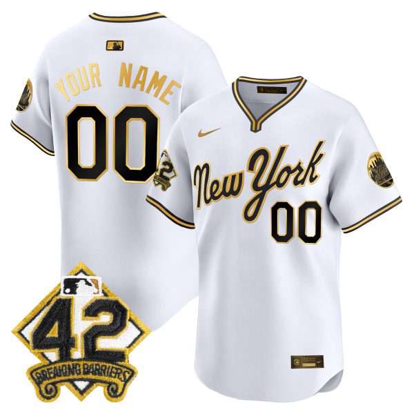 New York Mets 2025 Jackie Robinson Patch Road Alternate Custom Jersey – All Stitched - Image 5