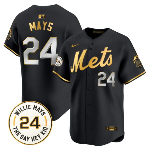 Men's Mets Willie Mays Patch Vapor Premier Limited Jersey - All Stitched - Image 9