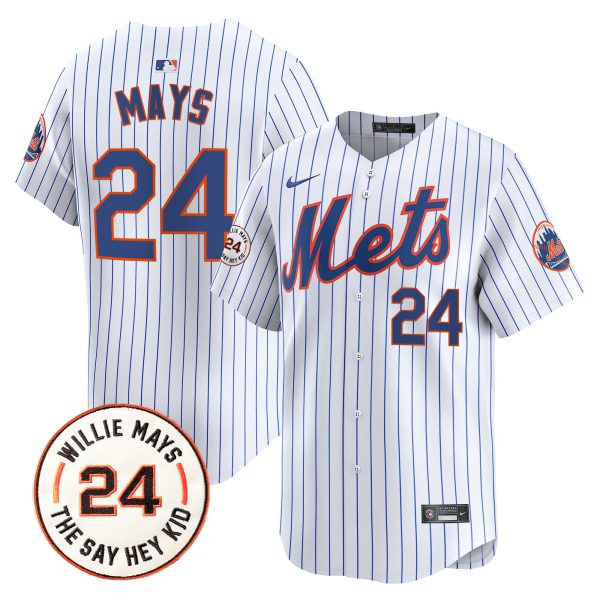 Men's Mets Willie Mays Patch Vapor Premier Limited Jersey - All Stitched - Image 17