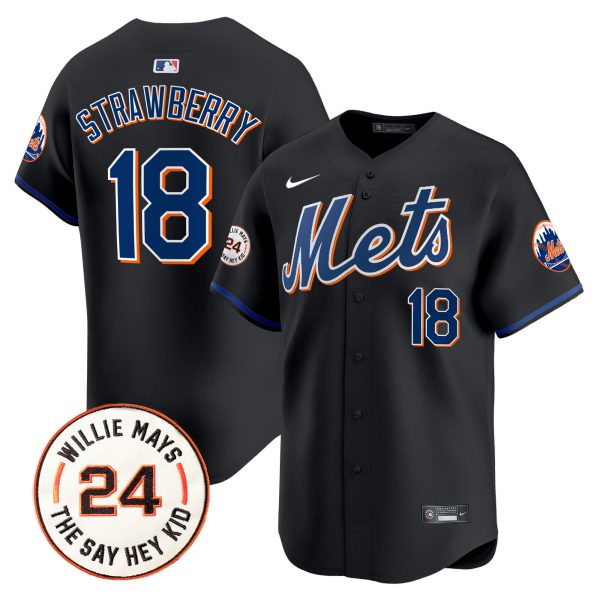 Men's Mets Willie Mays Patch Vapor Premier Limited Jersey - All Stitched - Image 27