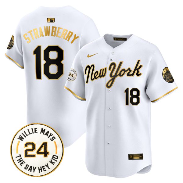 Men's Mets Willie Mays Patch Vapor Premier Limited Jersey - All Stitched - Image 43