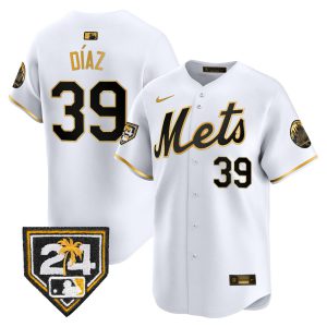 Edwin Díaz New York Mets White Gold Jersey - All Stitched
